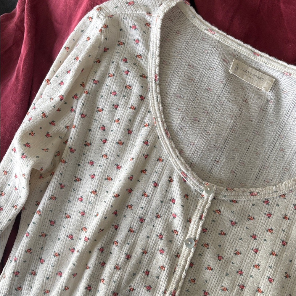 Lucky Brand Ivory Floral Long Sleeve Tee
